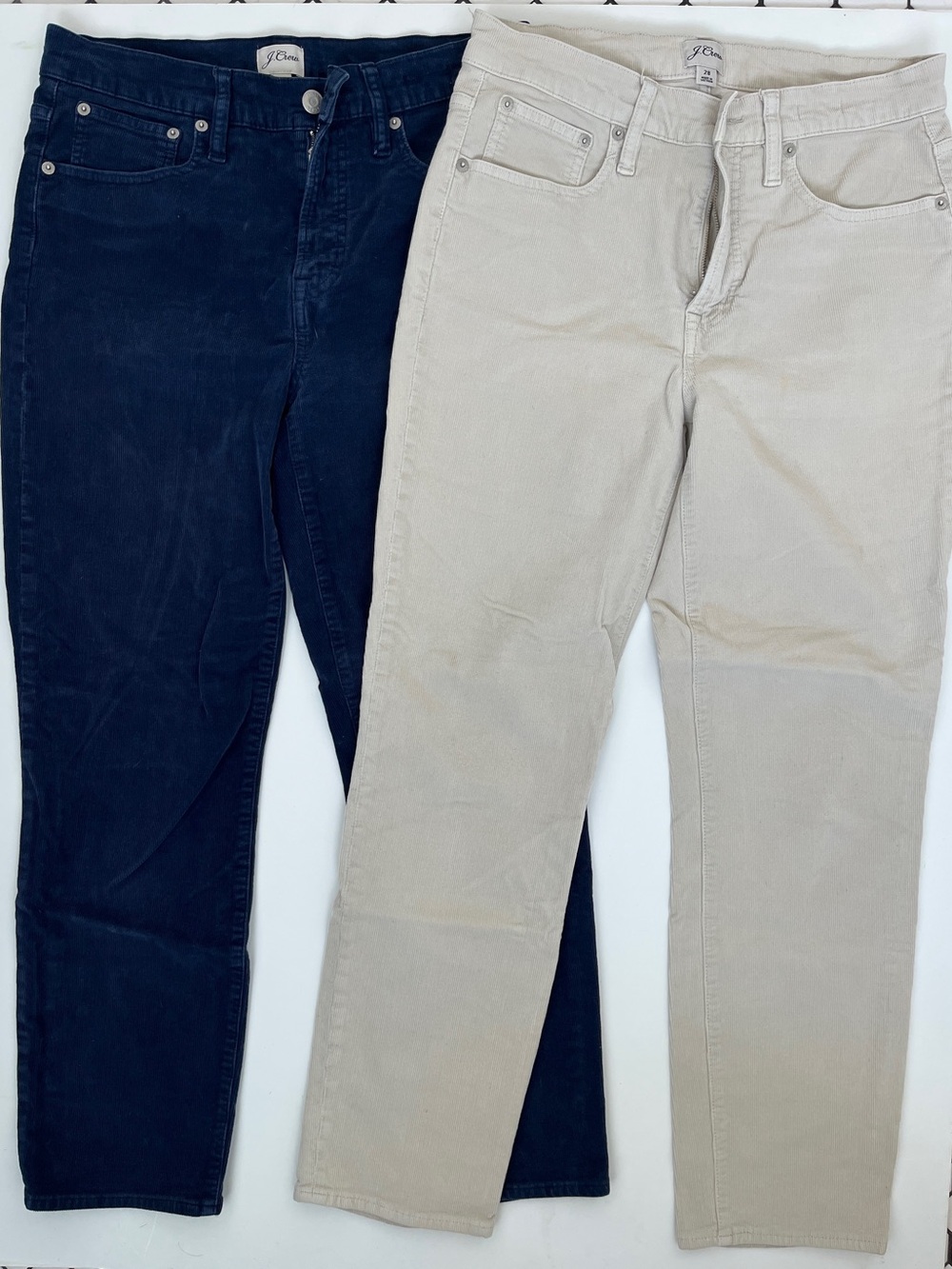 J. Crew Straight-Leg Corduroy Pants in Navy & Light Beige women’s Size 28